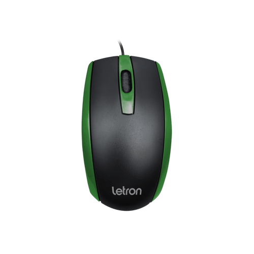 Mouse Optico Office Duo Preto E Verde Fio Usb Letron