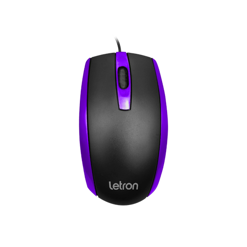 Mouse Optico Office Duo Preto E Roxo Fio Usb Letron