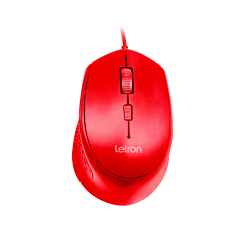 Mouse Optico Office Job Vermelho Fio Usb Letron