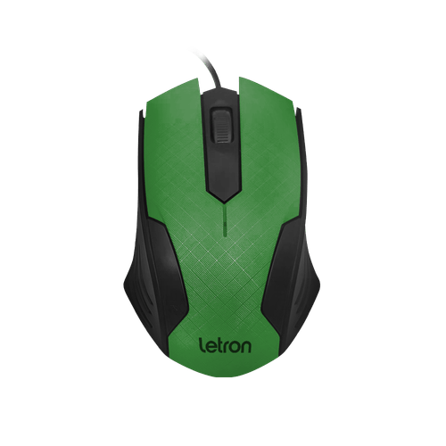 Mouse Optico Office Squares Preto E Verde Fio Usb Letron