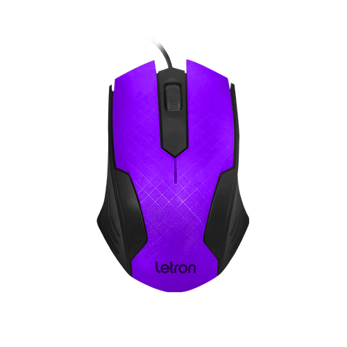 Mouse Optico Office Squares Preto E Roxo Fio Usb Letron