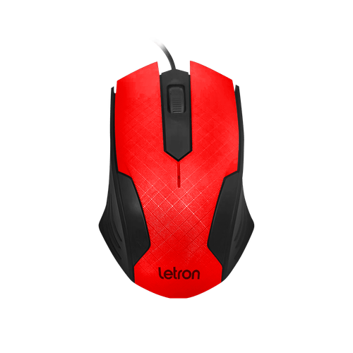 Mouse Optico Office Squares Preto E Vermelho Fio Usb Letron