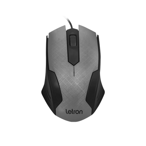 Mouse Optico Office Squares Preto E Cinza Fio Usb Letron