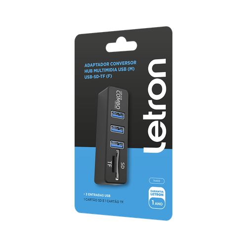 ADAPTADOR CONVERSOR HUB MULTIMIDIA USB (M) USB-SD-TF (F) LETRON