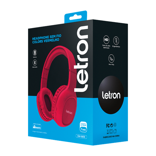 Headphone Sem Fio Colors Vermelho Estereo Bluetooth Driver 40 Mm Letron