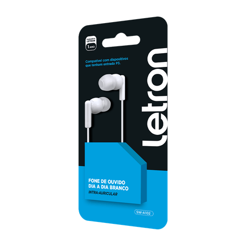 Fone De Ouvido Dia A Dia Branco Intra Auricular Com  Fio Letron