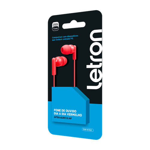 Fone De Ouvido Dia A Dia Vermelho Intra Auricular Com Fio Letron