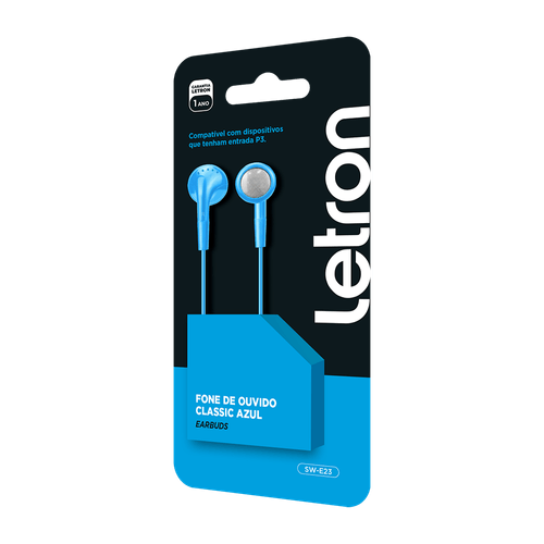 Fone De Ouvido Classic Azul Earbuds Com Fio Letron