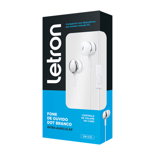 Fone De Ouvido Dot Branco Intra Auricular Com Fio E Microfone Letron