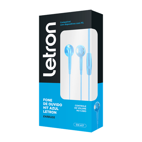 Fone De Ouvido Hit Azul Intra-Auricular Com Fio Letron