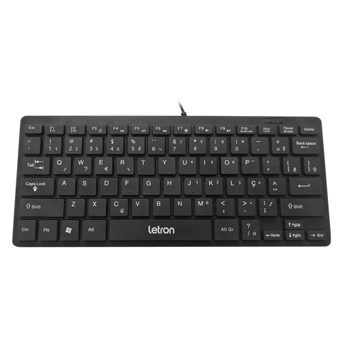 Teclado Office Wire Controle De Midia Ergonomico Preto Letron