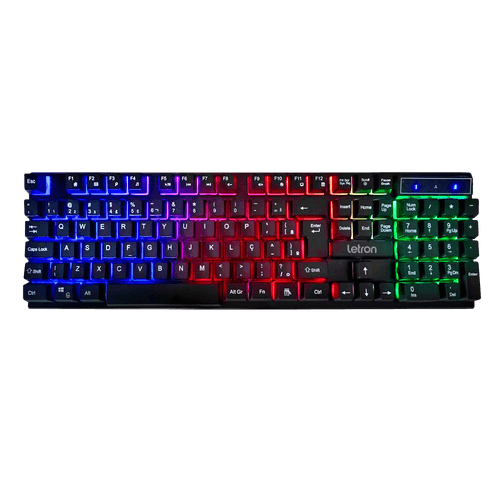 Teclado Gamer Play On Led Semi Mecanico Retroiluminado Letron