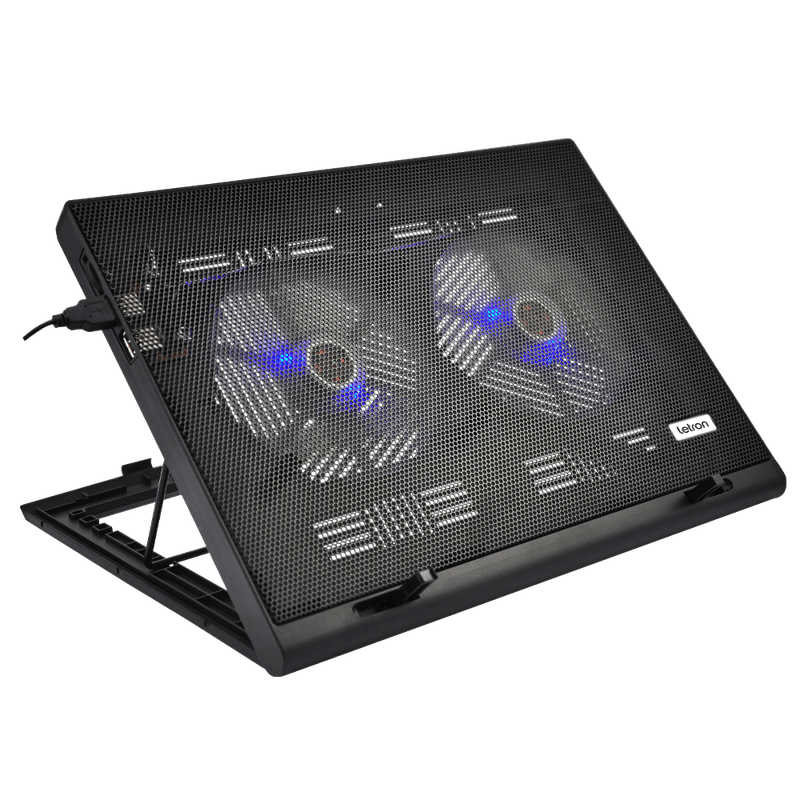 SUPORTE 2 COOLERS PARA NOTEBOOK SHINE LED ERGONOMICO SILENCIOSO LETRON