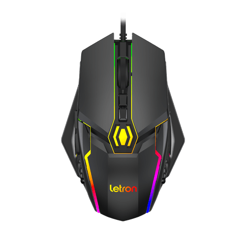 Mouse Gamer Rgb 7 Botões/ 4 Switches Até 7200 Dpi  Black Iron 1622 Letron