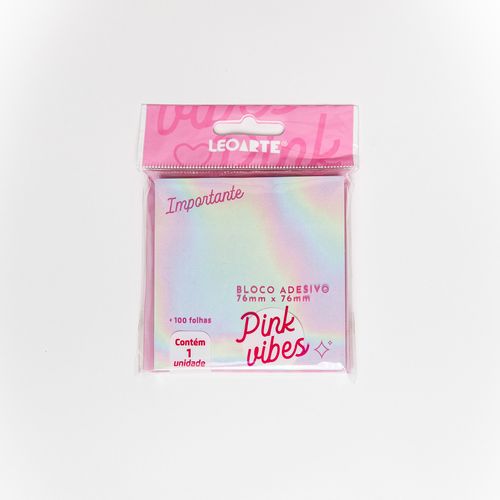 Bloco Adesivo Pink Vibes 76Mmx76mm 100F Cx/ 12 Blocos Leoarte