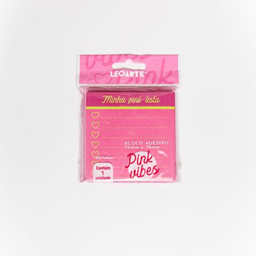 Bloco Adesivo Pink Vibes Lista 76Mmx76mm 100F Cx/ 12 Blocos Leoarte
