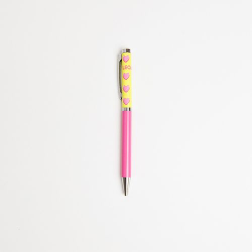Caneta Coração Pink Vibes - Tinta Azul Caixa C/1 Und Leoarte