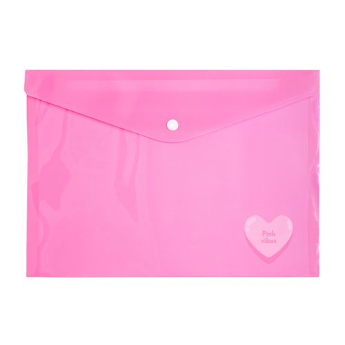 Pasta Plástica Envelope Pink Vibes Coração Blister C/1 Und Leoarte