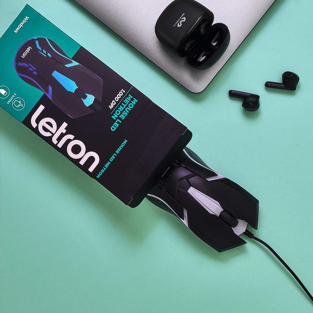 MOUSE GAMER LETRON RGB, 4 BOTÕES ATÉ 1000 DPI JK 1604A