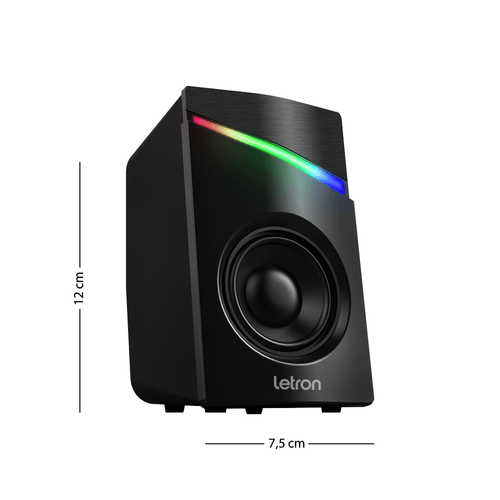 Caixa De Som Pc Gamer Light Led Rainbow 2X3W Usb/Aux Letron