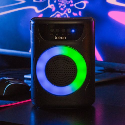 Caixa De Som  Porta Celular Party Led Rgb Portatil  Multimidia 12W Letron