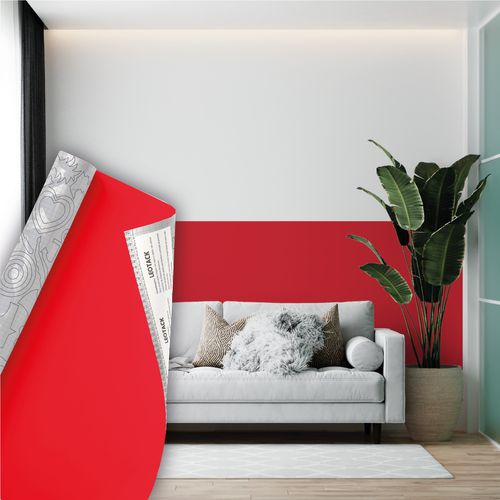 Plástico Adesivo Para Decoração Leotack Colors Vermelho 45Cmx10M 80Mic Rolo Leoarte