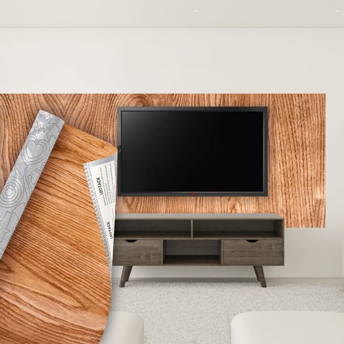 Plástico Adesivo Para Decoração Leotack Madeira Carvalho  45Cmx10M 80Mic Rolo Leoarte