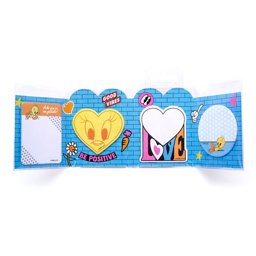 Bloco Adesivo Looney Tunes - Cartela 3 Dobras C/ 4 Blocos 15F Cada Leoarte