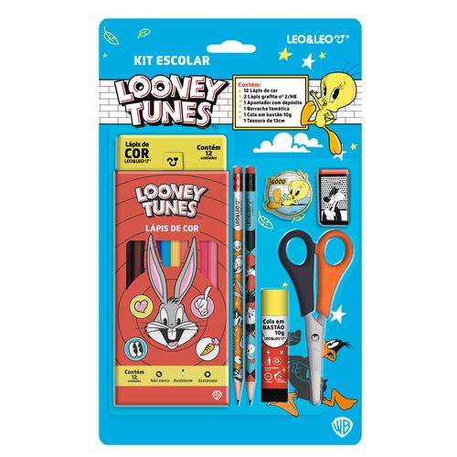 Kit Lápis De Cor 12 Cores Looney Tunes Caixa C/ 6 Kits Leoeleo