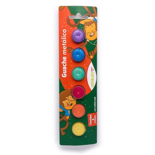 Guache Metálico Blister C/6 Cores - 3,68Mm Por Pote - Leo&Leo