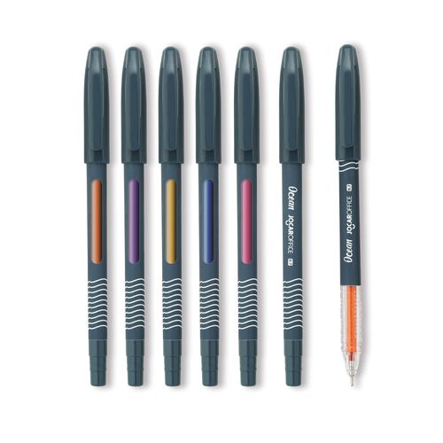 Caneta Esf. Ocean 0.7 Colorida - Dispenser C/ 50 Unid. Jocar Office