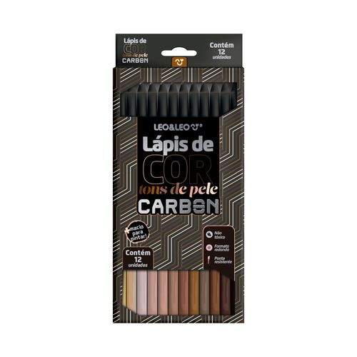 Lápis De Cor Carbon 12 Cores Tons De Pele Redondo Leo&Leo