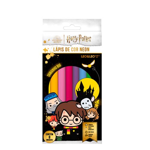 Lápis De Cor Big Neon Harry Potter 8 Cores Sextavado Leo&Leo
