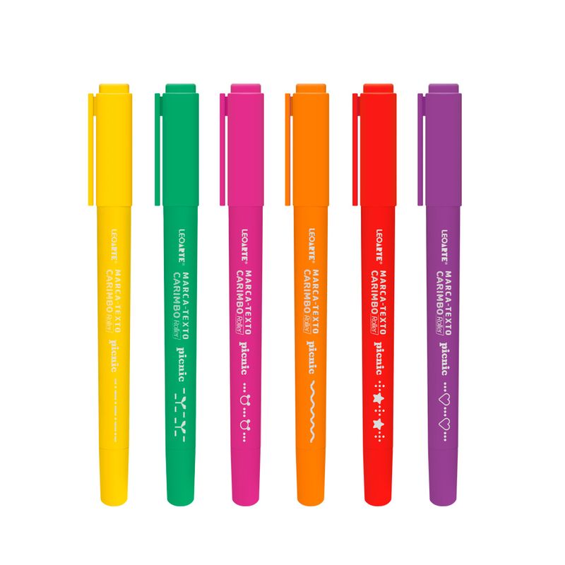 MARCA_TEXTO_CARIMBO_ROLLER_PICNIC_6_CORES_DISPLAY_C18_UND_LEOARTE_72712_PRODUTO