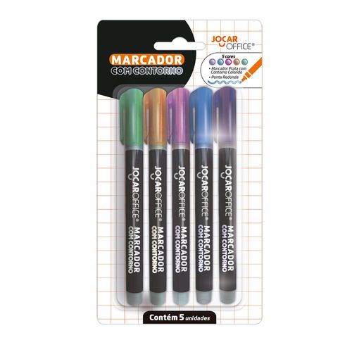Marcador Com Contorno Blister C/5 Und Jocar Office