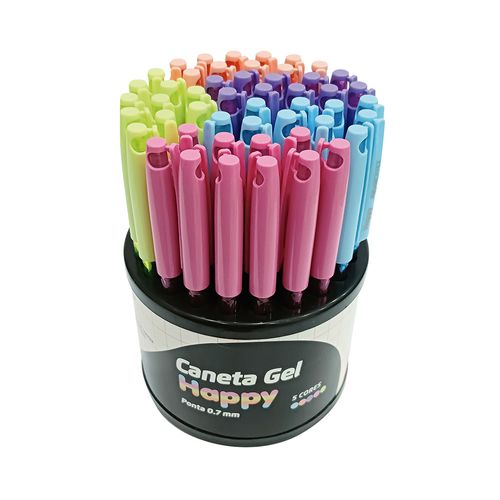 Caneta Gel Happy 0.7 Colorida - Display C/ 50 Unid. Sortidas Jocar Office