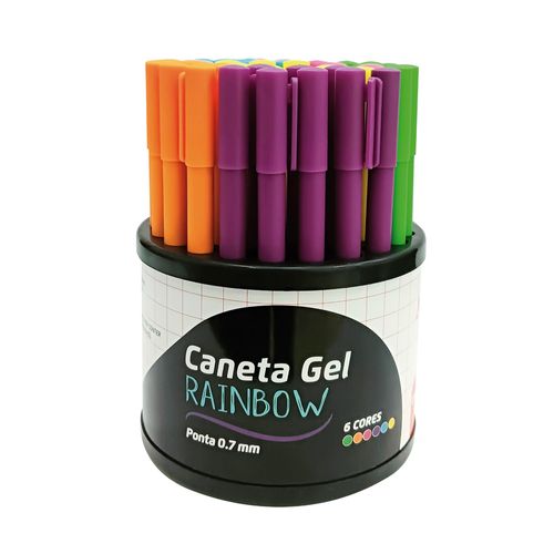 Caneta Gel Rainbow 0.7 Colorida - Display C/ 50 Unid. Jocar Office