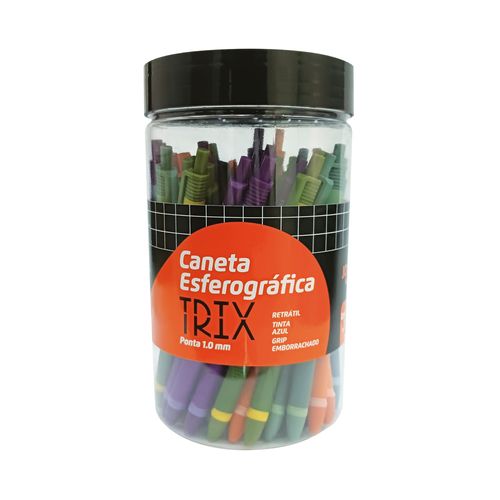 Caneta Esf. Trix 1.0 Azul - Pote C/ 50 Unid. Sortidas Jocar Office