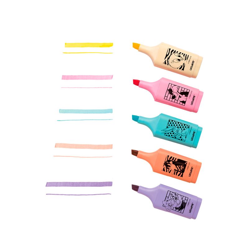 MARCA_TEXTO_MINI_PASTEL_5_CORES_LOONEY_TUNES_BLISTER_C5_CORES_LEOARTE_94147_DETALHE