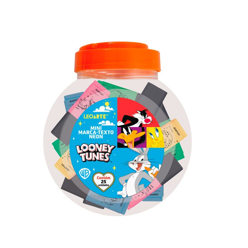 MARCA_TEXTO_MINI_NEON_5_CORES_LOONEY_TUNES_POTE_C25_UND_LEOARTE_94146_EMBALAGEM
