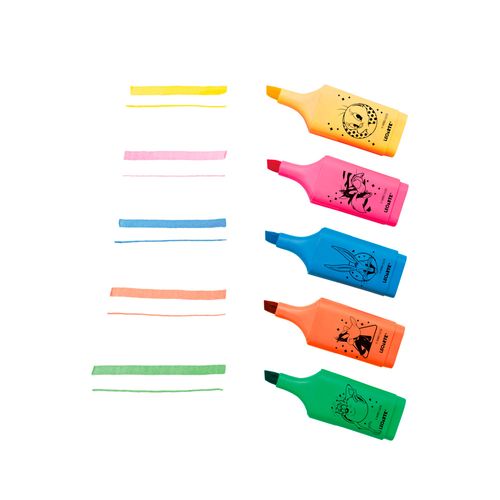 Marca Texto Mini Neon 5 Cores Looney Tunes Pote C/25 Und Leoarte