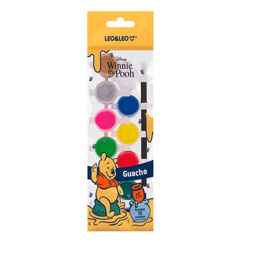 Guache Mini C/12 Cores Ursinho Pooh - Blister 3.68Ml Por Pote - Leo&Leo