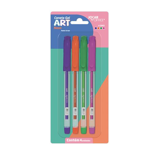 Caneta Gel Art 1.0 Neon - Blister C/ 4 Unid. Jocar Office