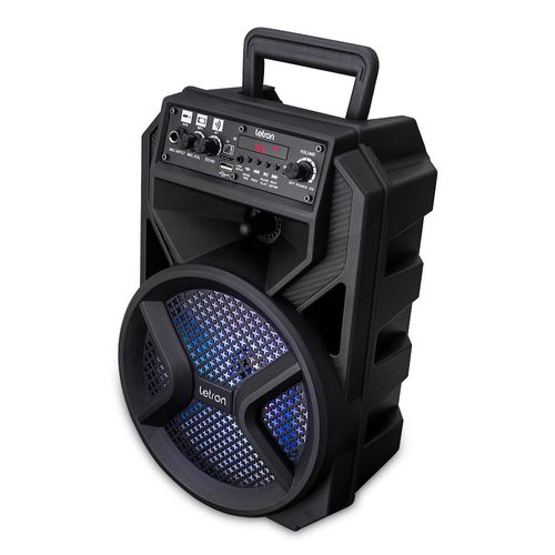 Caixa De Som Karaokê Hit 1 Mic Portatil Multimidia 200W Preto Letron