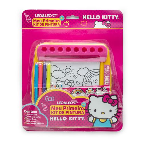 MEU PRIMEIRO KIT DE PINTURA HELLO KITTY - BLISTER C/ 1 LIVRO DE ROLO + SUPORTE + 4 HIDROCORES + 4 LÁ