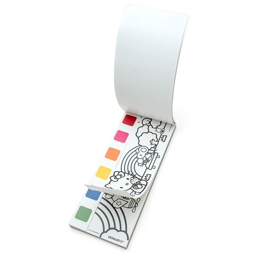 BLOCO DE COLORIR COM AQUARELA HELLO KITTY - OPPBAG C/ 1 UND 12 FOLHAS C/6 PASTILHAS DE AQUARELA CADA