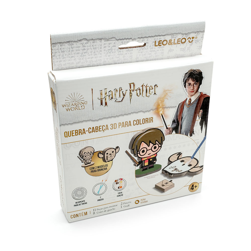 QUEBRA-CABEÇA 3D PARA COLORIR HARRY POTTER - KIT C/ 11 PEÇAS + 8 CORES DE  GUACHE + 2 PINCÉIS - LEO&L