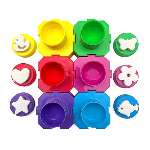 GUACHE COM 6 CARIMBOS COM POTE ENCAIXÁVEL - ESTOJO C/ 6 CORES 20 ML CADA - LEO&LEO