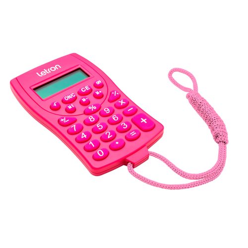 CALCULADORA 8 DÍGITOS COM CORDÃO ROSA LETRON