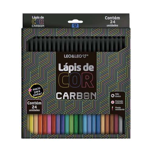 Lápis De Cor Carbon 24 Cores Redondo Leo&Leo